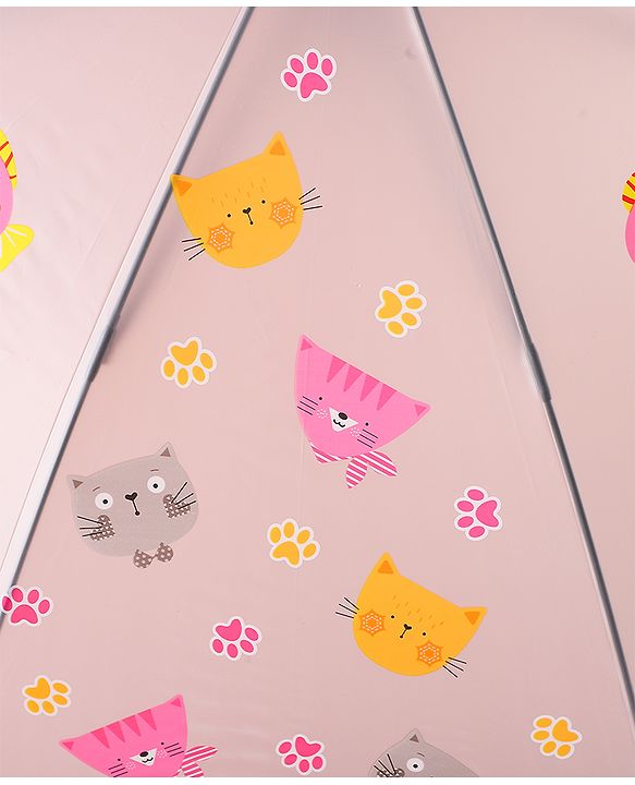 Babyhug Free Size Umbrella with Kitty Print - Fuchsia