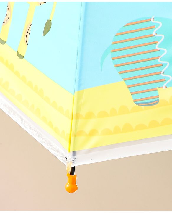 Babyhug Kids Umbrella With Jungle Safari Theme - Yellow & Blue