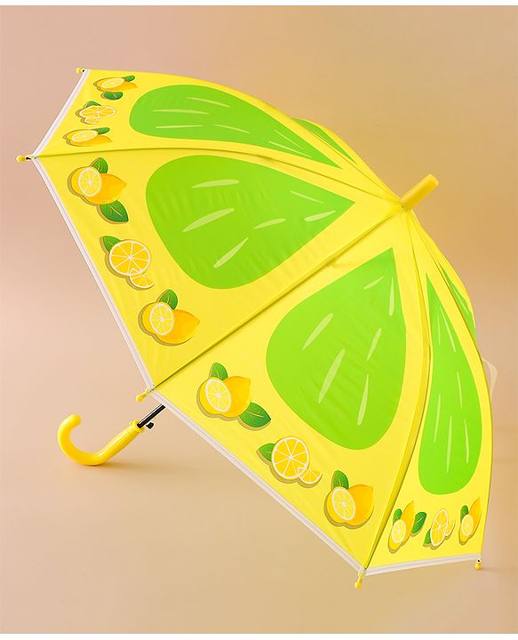Babyhug Free Size Umbrella with Lemon Print - Green