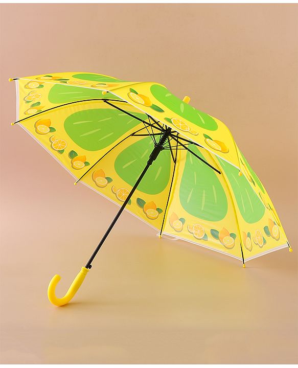 Babyhug Free Size Umbrella with Lemon Print - Green