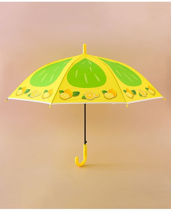 Babyhug Free Size Umbrella with Lemon Print - Green
