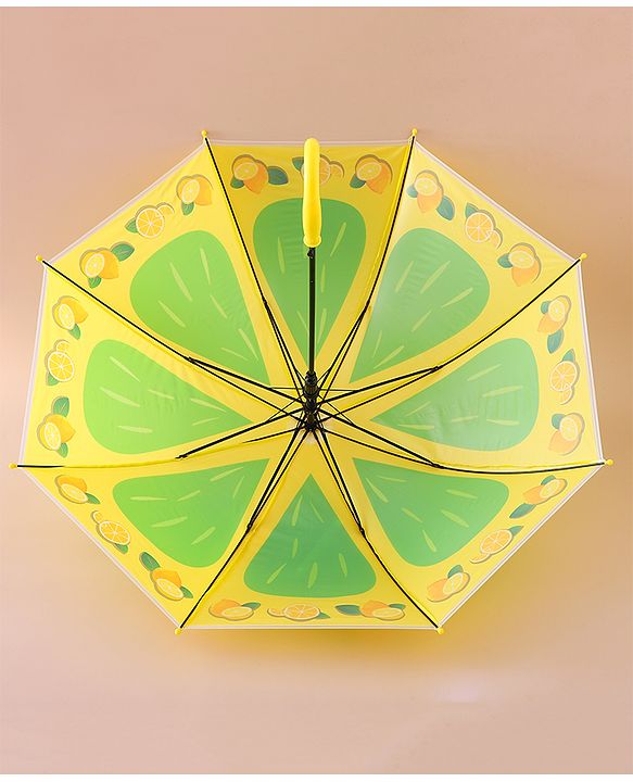 Babyhug Free Size Umbrella with Lemon Print - Green