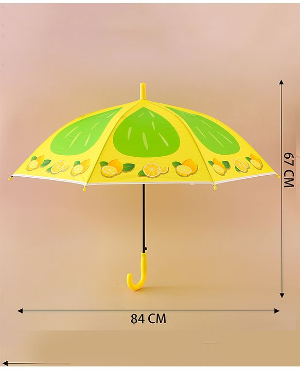 Babyhug Free Size Umbrella with Lemon Print - Green