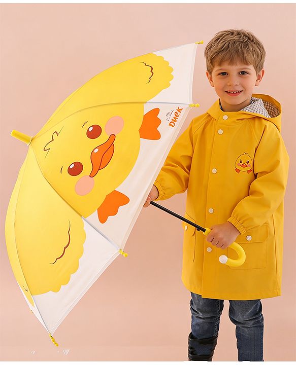 Babyhug Free Size Umbrella with Chick Print - Yellow
