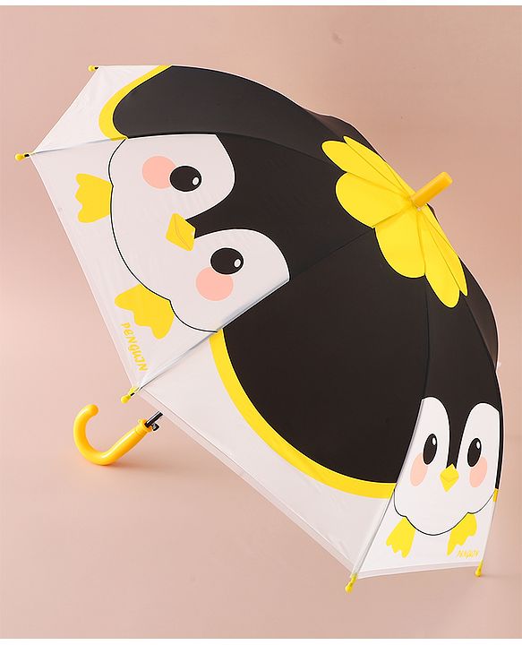 Babyhug Free Size Umbrella with Owl Print - Black & Yellow