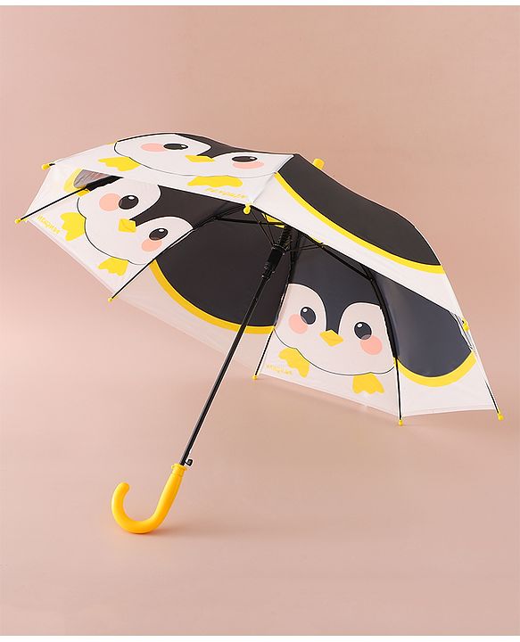 Babyhug Free Size Umbrella with Owl Print - Black & Yellow