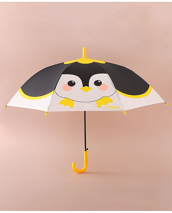Babyhug Free Size Umbrella with Owl Print - Black & Yellow