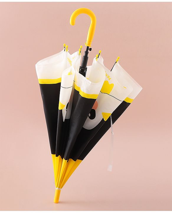 Babyhug Free Size Umbrella with Owl Print - Black & Yellow