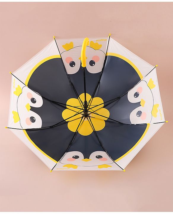 Babyhug Free Size Umbrella with Owl Print - Black & Yellow