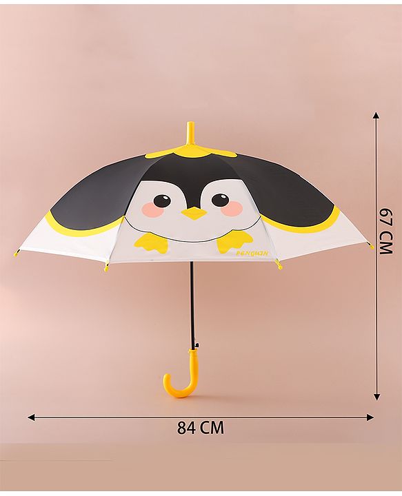 Babyhug Free Size Umbrella with Owl Print - Black & Yellow