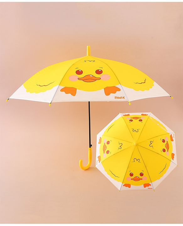 Babyhug Free Size Umbrella with Duck Print - Yellow
