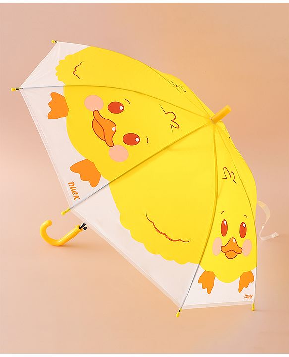 Babyhug Free Size Umbrella with Duck Print - Yellow
