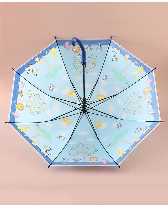 Babyhug Free Size Umbrella with Animal Print - Blue
