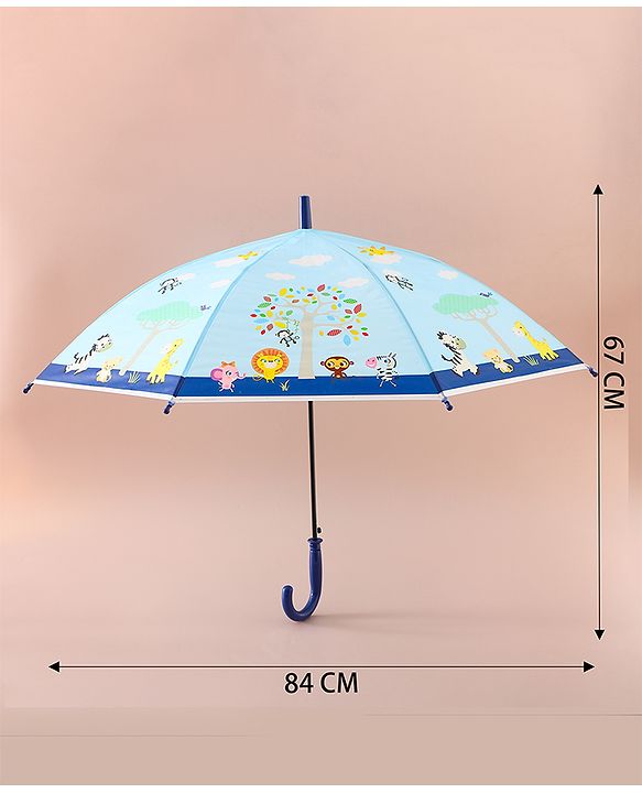 Babyhug Free Size Umbrella with Animal Print - Blue