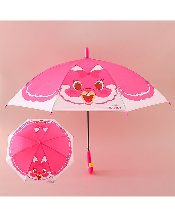 Babyhug Free Size Umbrella with Bunny Print - Fuchsia