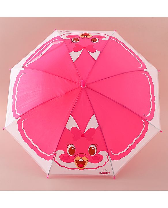 Babyhug Free Size Umbrella with Bunny Print - Fuchsia