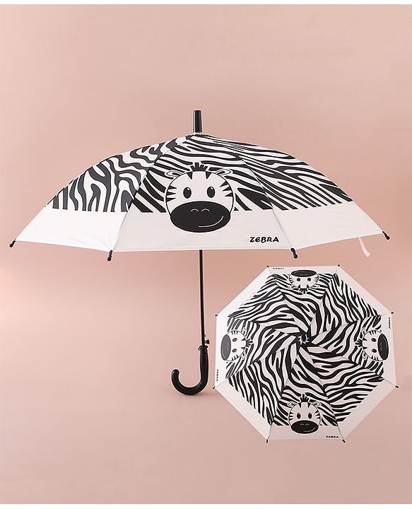 Babyhug Free Size Umbrella with Zebra Print - Back & White
