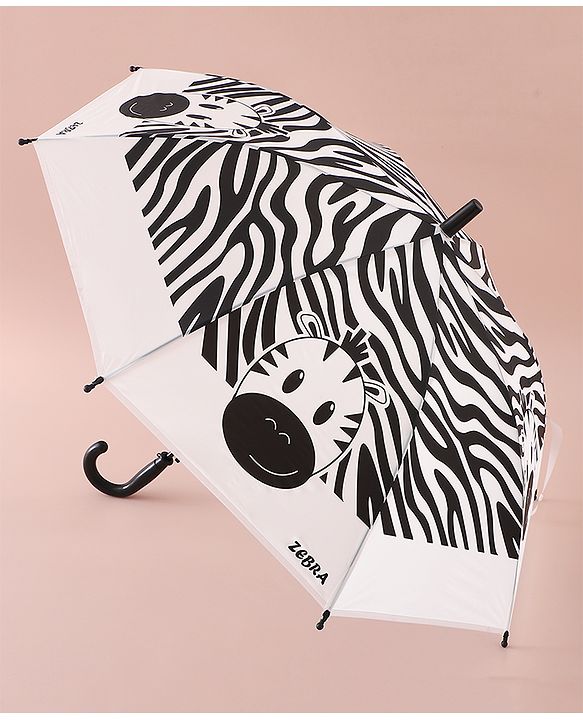 Babyhug Free Size Umbrella with Zebra Print - Back & White