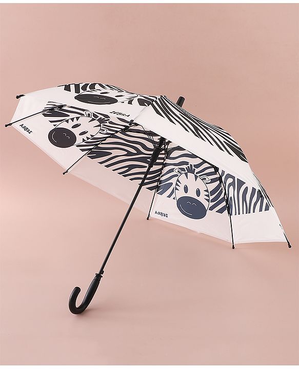 Babyhug Free Size Umbrella with Zebra Print - Back & White