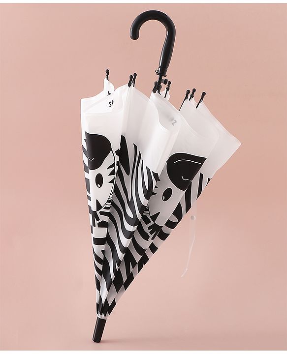 Babyhug Free Size Umbrella with Zebra Print - Back & White