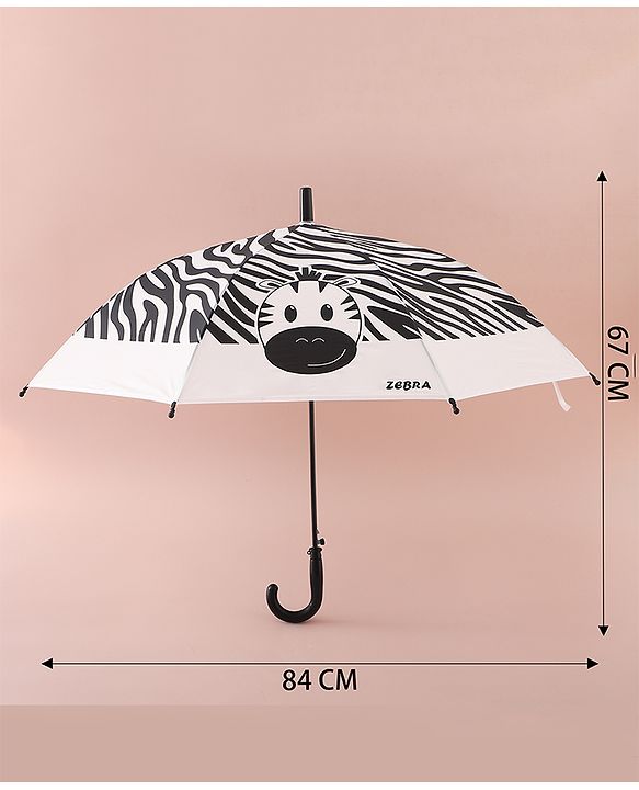 Babyhug Free Size Umbrella with Zebra Print - Back & White