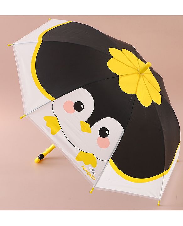 Babyhug Free Size Umbrella with Penguin Print - Black