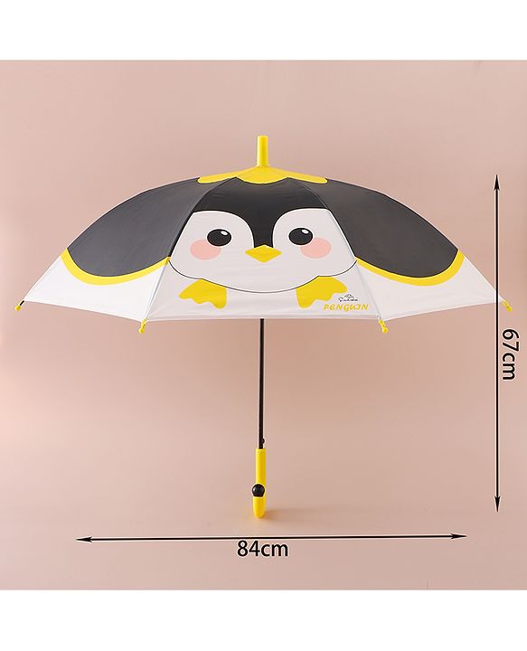 Babyhug Free Size Umbrella with Penguin Print - Black