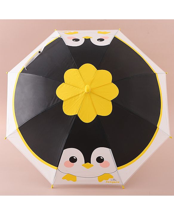 Babyhug Free Size Umbrella with Penguin Print - Black