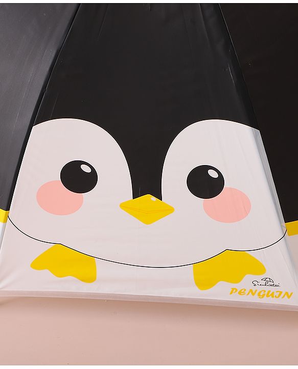 Babyhug Free Size Umbrella with Penguin Print - Black