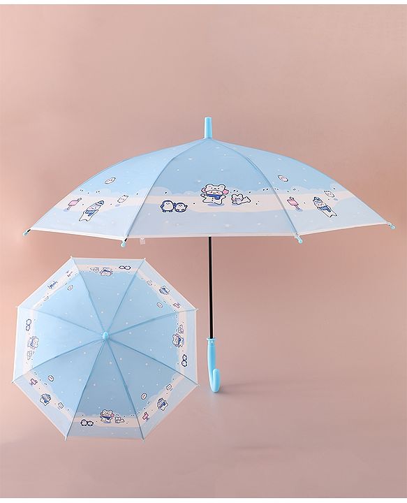 Babyhug Free Size Umbrella with Penguin Print - Blue