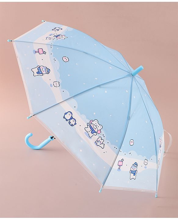 Babyhug Free Size Umbrella with Penguin Print - Blue