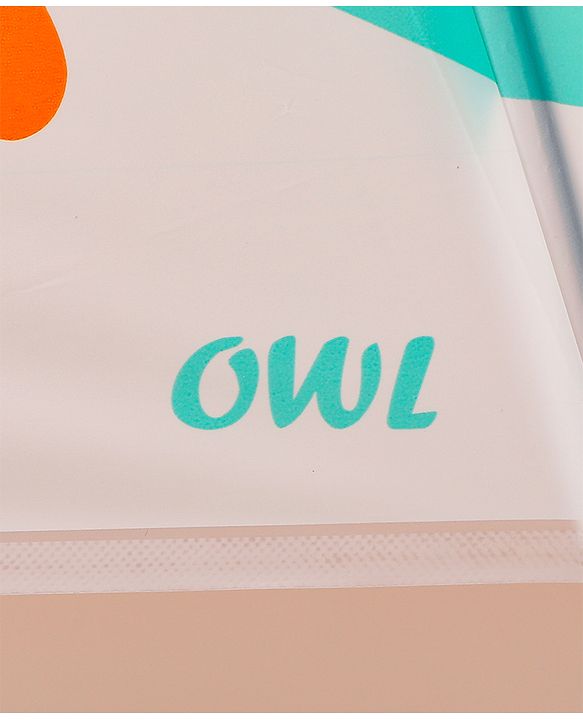 Babyhug Free Size Umbrella with Owl Print - Green & Orange