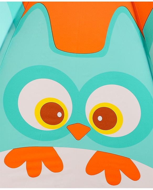 Babyhug Free Size Umbrella with Owl Print - Green & Orange