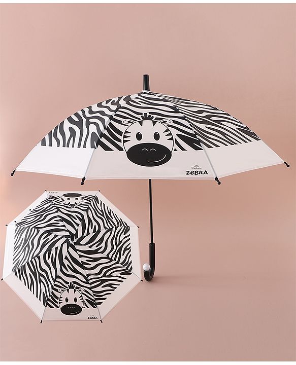 Babyhug Free Size Umbrella with Zebra Print - Black & White
