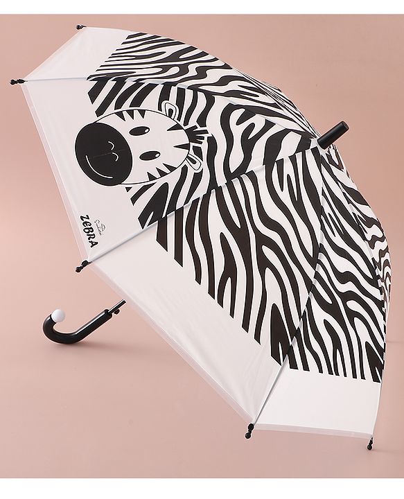 Babyhug Free Size Umbrella with Zebra Print - Black & White