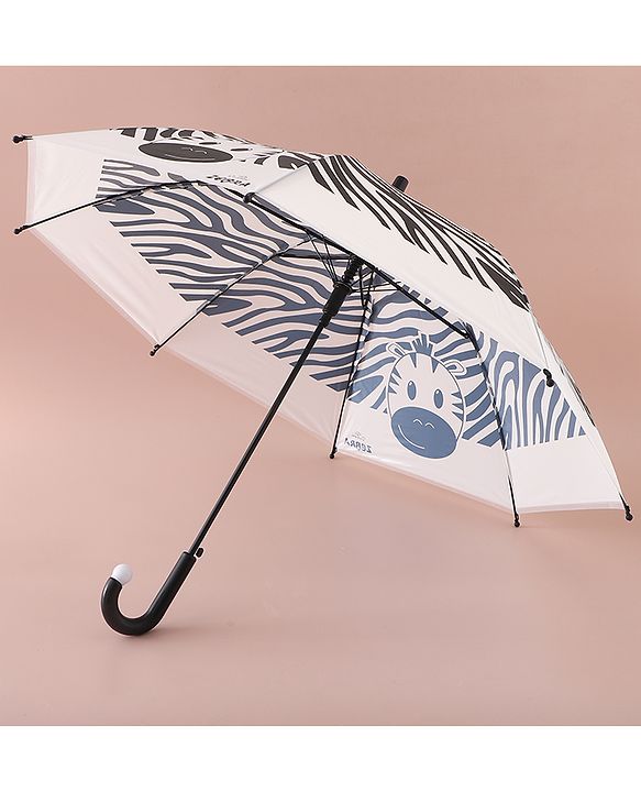 Babyhug Free Size Umbrella with Zebra Print - Black & White
