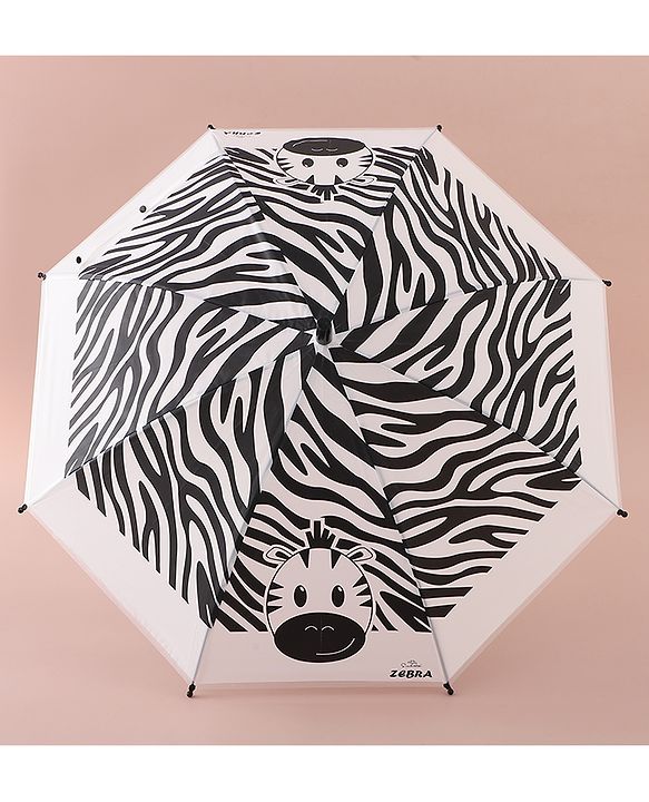 Babyhug Free Size Umbrella with Zebra Print - Black & White