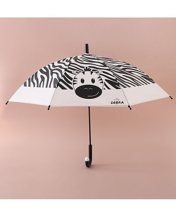 Babyhug Free Size Umbrella with Zebra Print - Black & White