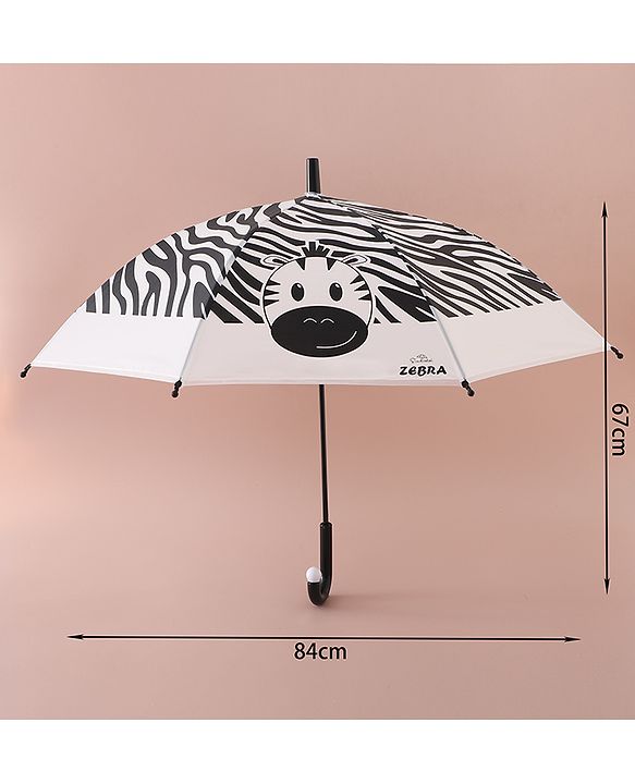 Babyhug Free Size Umbrella with Zebra Print - Black & White