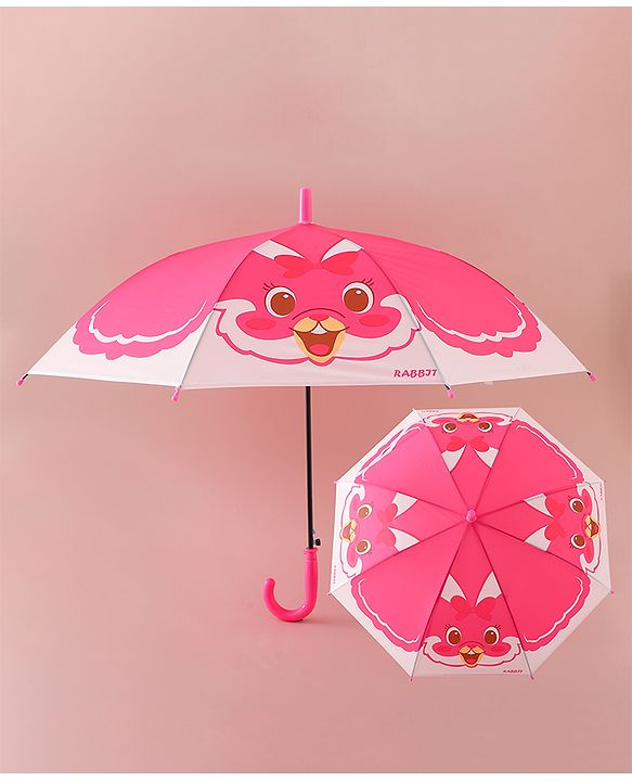 Babyhug Free Size Umbrella with Rabbit Print - Pink