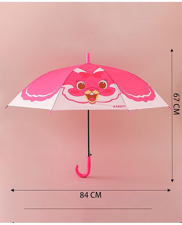 Babyhug Free Size Umbrella with Rabbit Print - Pink
