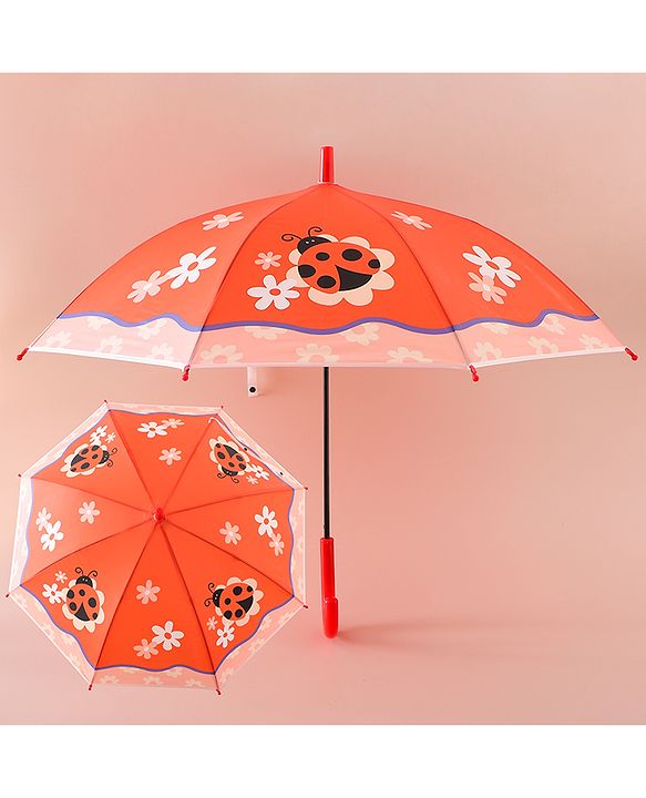 Babyhug Free Size Umbrella with Ladybug  Print - Orange
