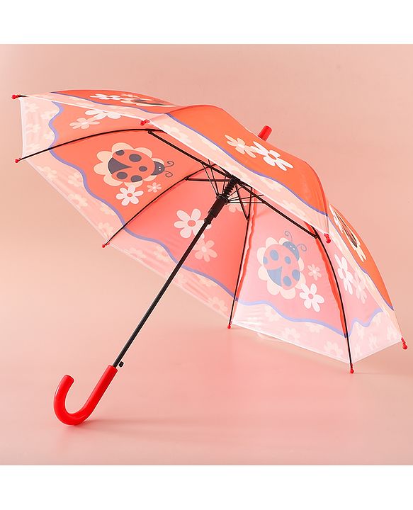Babyhug Free Size Umbrella with Ladybug  Print - Orange