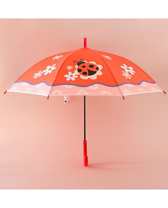 Babyhug Free Size Umbrella with Ladybug  Print - Orange
