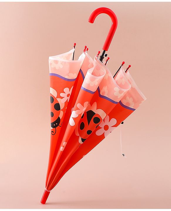 Babyhug Free Size Umbrella with Ladybug  Print - Orange