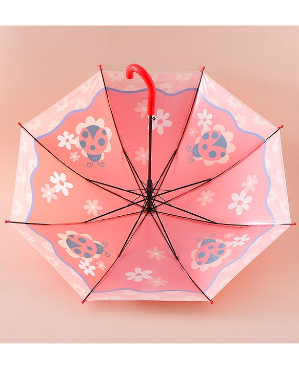 Babyhug Free Size Umbrella with Ladybug  Print - Orange
