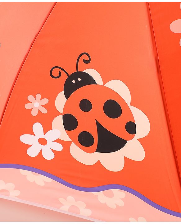 Babyhug Free Size Umbrella with Ladybug  Print - Orange