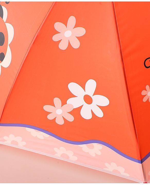 Babyhug Free Size Umbrella with Ladybug  Print - Orange