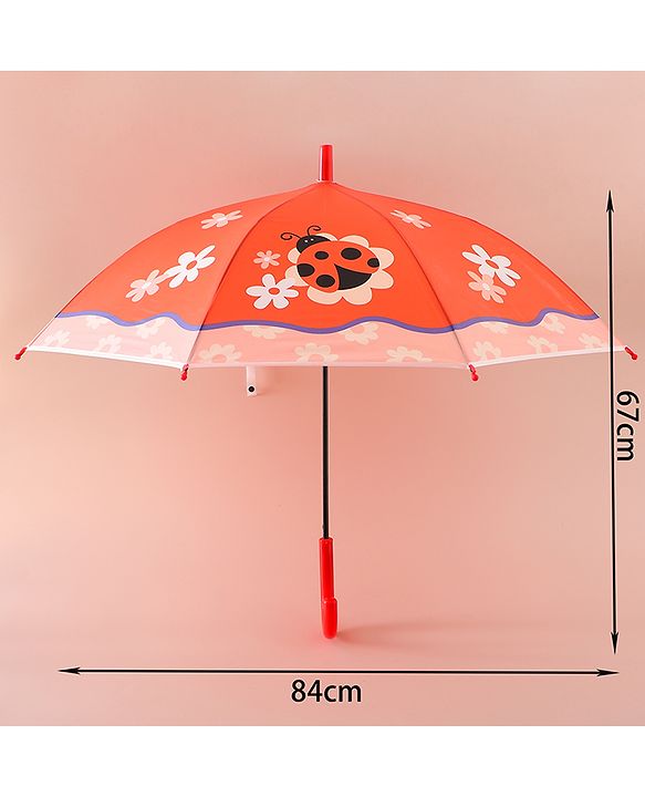 Babyhug Free Size Umbrella with Ladybug  Print - Orange