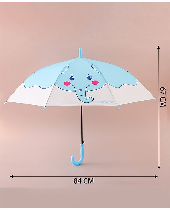Babyhug Free Size Umbrella with Elephant Print - Blue & White